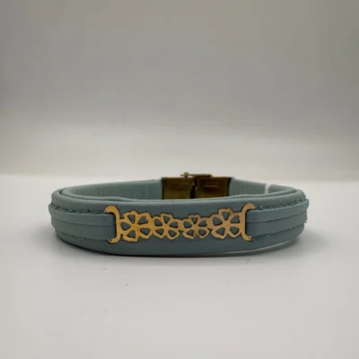 دستبد چرم زنانه پلاک طلا