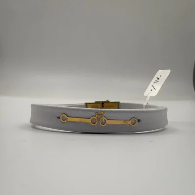 دستبد چرم زنانه پلاک طلا