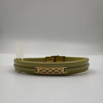 دستبد چرم زنانه پلاک طلا