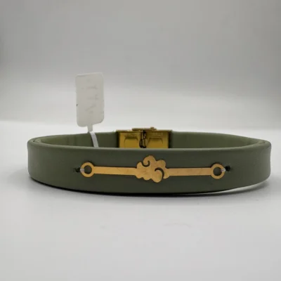 دستبد چرم زنانه پلاک طلا