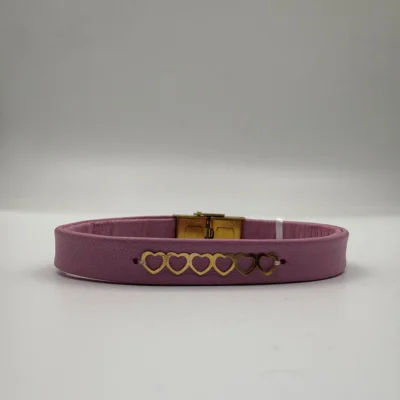 دستبد چرم زنانه پلاک طلا