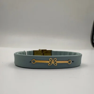 دستبد چرم زنانه پلاک طلا