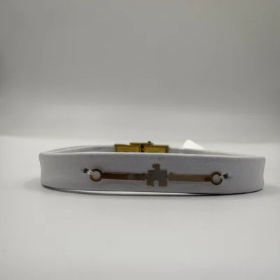 دستبد چرم زنانه پلاک طلا